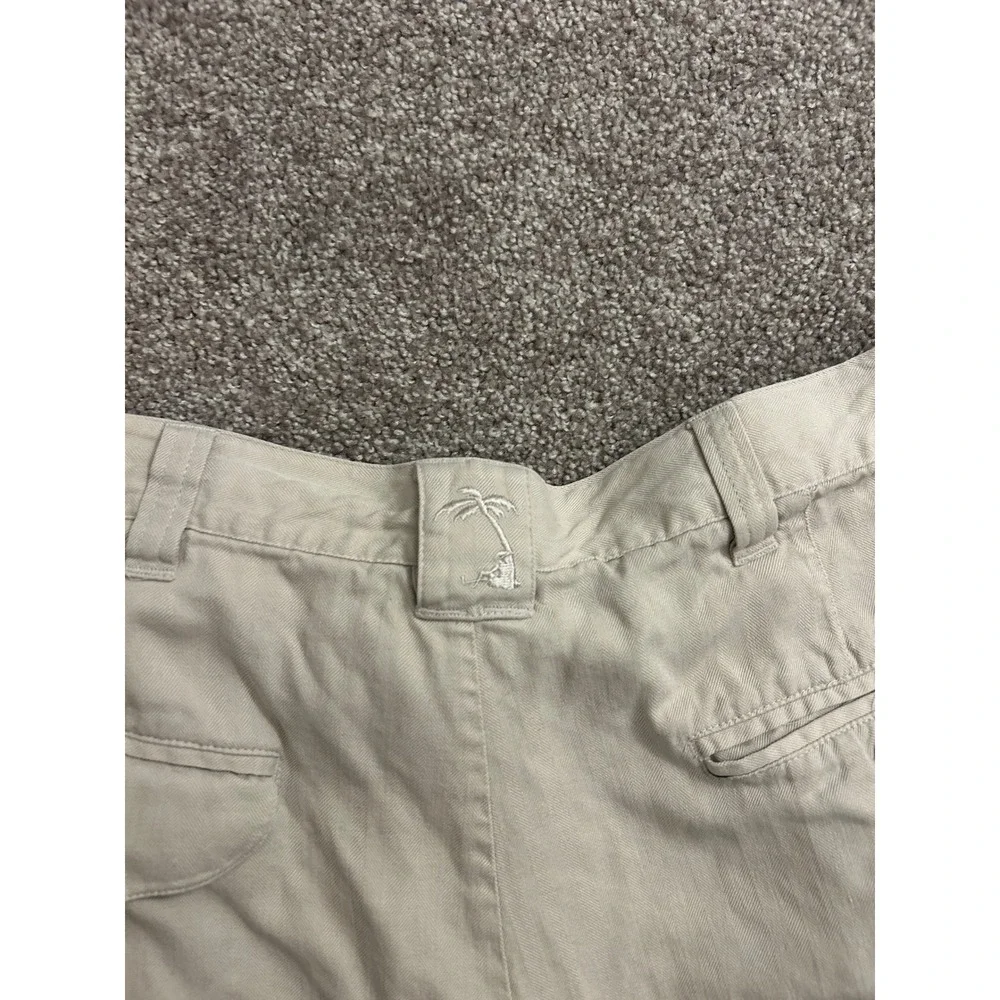 Jamaica Jaxx Silk Pleated Shorts Mens 36 Beige Excellent Herringbone Resortwear